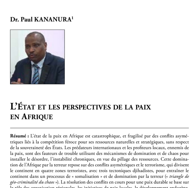 L’État et les perspectives de la paix en Afrique
