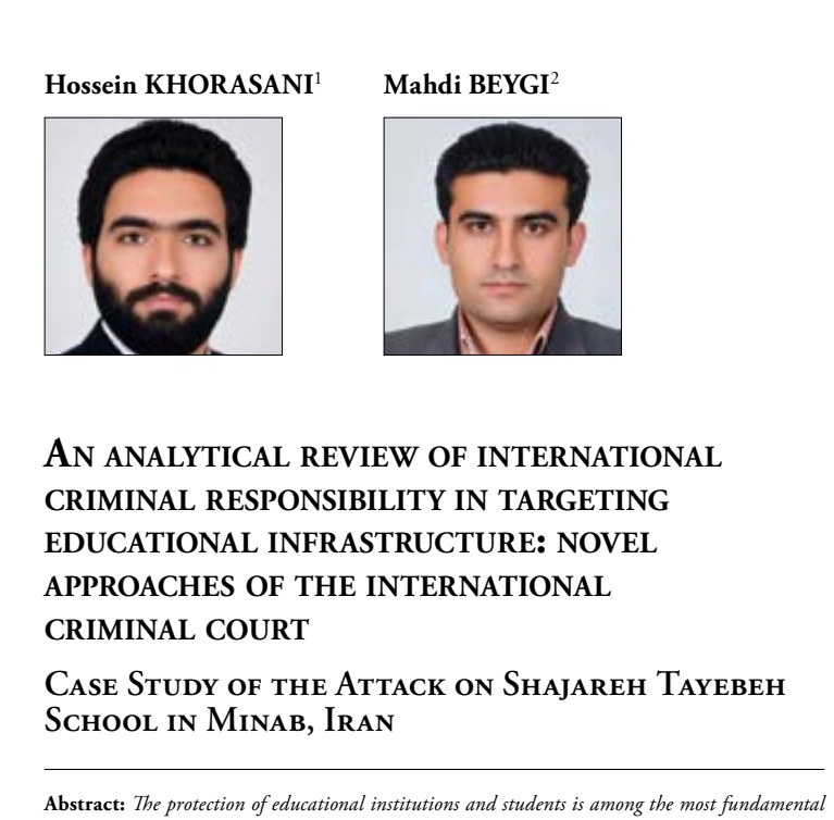 An analytical review of international criminal responsibility in targeting educational infrastructure: novel approaches of the International Criminal Court — Case study of the attack on Shajareh Tayebeh School in Minab, Iran